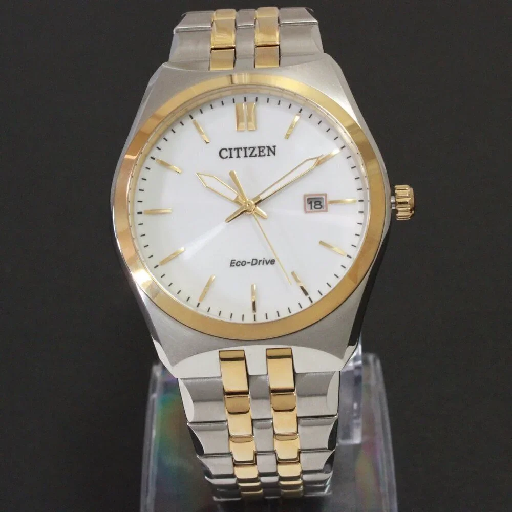 Citizen Men's Eco Drive Corso Integrated Bracelet Two Tone White Dial 40mm